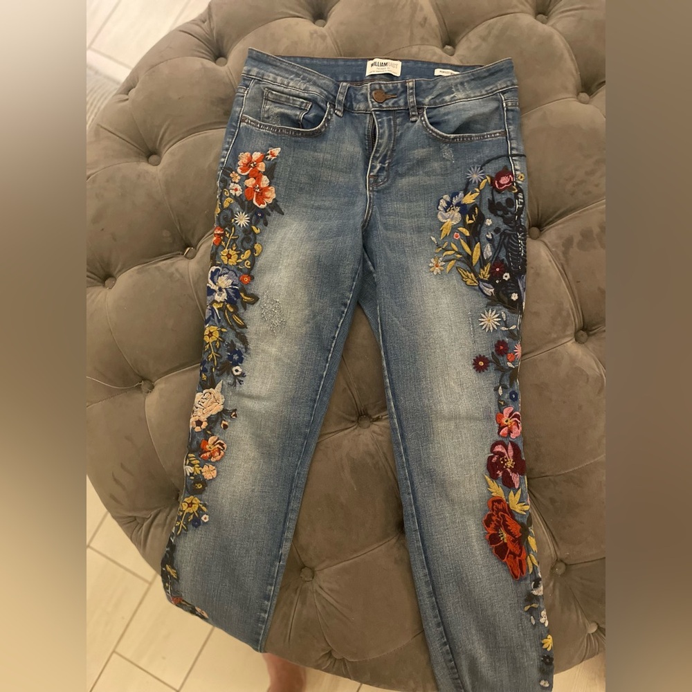 William Rast Embroidered Perfect Skinny Jeans